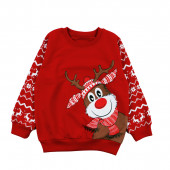 Коледна ватирана блуза "Еленче" в червено 2