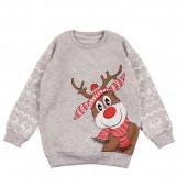 Коледна ватирана блуза "Еленче" в сив меланж 2