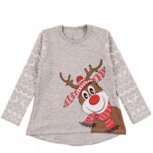 Коледна ватирана туника "Еленче" в сив меланж 2
