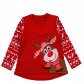 Коледна ватирана туника "Еленче" в червено 2