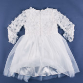 Детска празнична рокля с 3D цветя в бяло (2 - 5 год.) 2