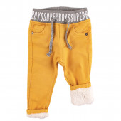 Термо панталон с пухена подплата за момчета цвят горчица 3