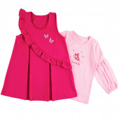 Комплект от сукман и блузка в циклама и розово