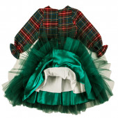 Коледна рокля "Коледно желание" в зелено каре 4