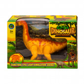 Динозавър със движение, звук и светлина в жълто 26 х 17 см. 2