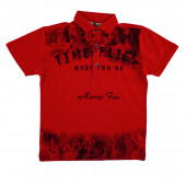 Детска тениска с яка за момчета в червен цвят 2