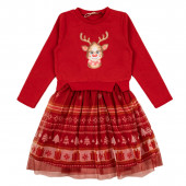 Коледна рокля с щампирана апликация 2