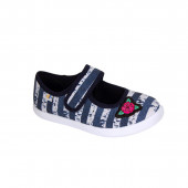Детски текстилни обувки за момичета в черно и бяло райе  2