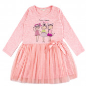 Детска рокля ,,Лили" в розов меланж 2