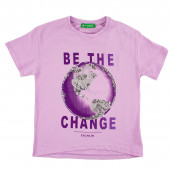 Детска тениска "Be the change" в лилаво 2