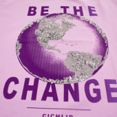 Детска тениска "Be the change" в лилаво 3