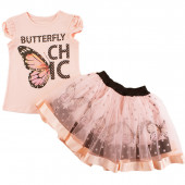 Детски летен комплект за момичета "Butterfly" в розово 2