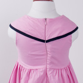 Детска лятна рокля с якичка в розово 3
