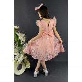 Официална рокля "Кармен" в наситено розов цвят 2