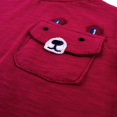 Памучна блуза с джобче в бордо (9 мес. - 4 год.) 2