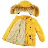 Зимно яке с колан в жълто за момичета (1 - 5 год.) 2