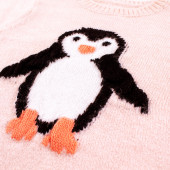 Пуловер с апликация в пудра "Пингвин"  2