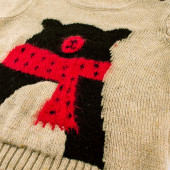 Детски пуловер в капучино с апликация (6 мес. - 3 год.)