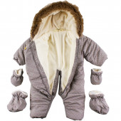 Бебешки ескимос с ръкавички и терлички в сив меланж (9 - 24 мес.) 2