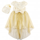 Празнична рокля с чантичка "Бела" в златисто (5 - 8 год.) 2