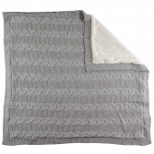 Плетено одеялце - пелена в сиво 90 х 100 см 3