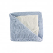 Плетено одеялце - пелена в светлосиньо 90 х 100 см 2