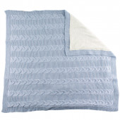 Плетено одеялце - пелена в светлосиньо 90 х 100 см 3