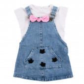 Комплект от дънков сукман и блузка за момичета 2