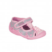 Анатомични дишащи текстилни обувки за момичета в сиво и розово 2