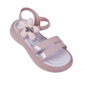 Анатомични лачени сандали "Flower" в пудра 2