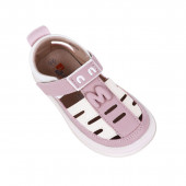 Анатомични сандали от екокожа в опушено розово и бежово 2