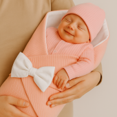 Портбебе за изписване "Happy day" в праскова 2