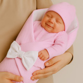 Портбебе за изписване "Happy day" в розово 2