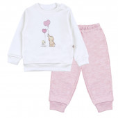 Бебешки комплект в екрю и розов меланж 2