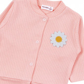 Бебешка памучна жилетка "Happy daisy" в праскова 3