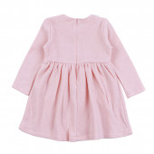 Бебешка плътна рокля с дантела и джобчета в розово 3