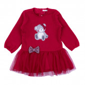 Бебешка рокля от плетиво в червено 2