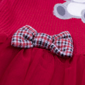 Бебешка рокля от плетиво в червено 4