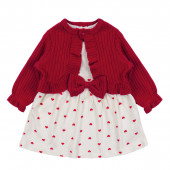 Бебешка рокля в крем с червено болеро  2