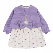 Бебешка рокля в крем с лилаво болеро  2