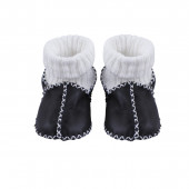 Бебешки буйки от естествена кожа в черно 2