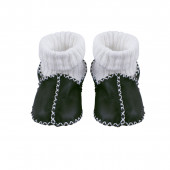 Бебешки буйки от естествена кожа в тъмнозелено 2