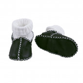 Бебешки буйки от естествена кожа в тъмнозелено 3