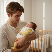 Бебешки пухен елек с джобчета 2