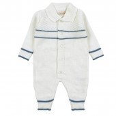 Бебешки гащеризон от плетиво в екрю и синьо 2