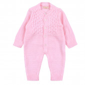 Бебешки гащеризон от плетиво в розово 2