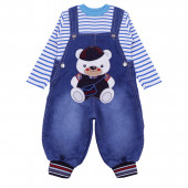 Бебешки дънков гащеризон с блуза  2