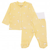 Бебешки памучен комплект в жълто 2