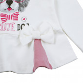 Бебешки комплект "Cute dog" в екрю и опушено розово 6