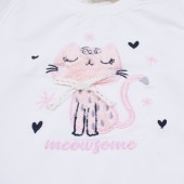 Бебешки комплект "Meowsome" в бяло и сив меланж 4